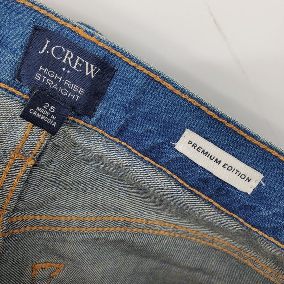 J. Crew Premium Edition High Rise Straight Button Fly Denim Jeans 25 - Picture 3 of 12